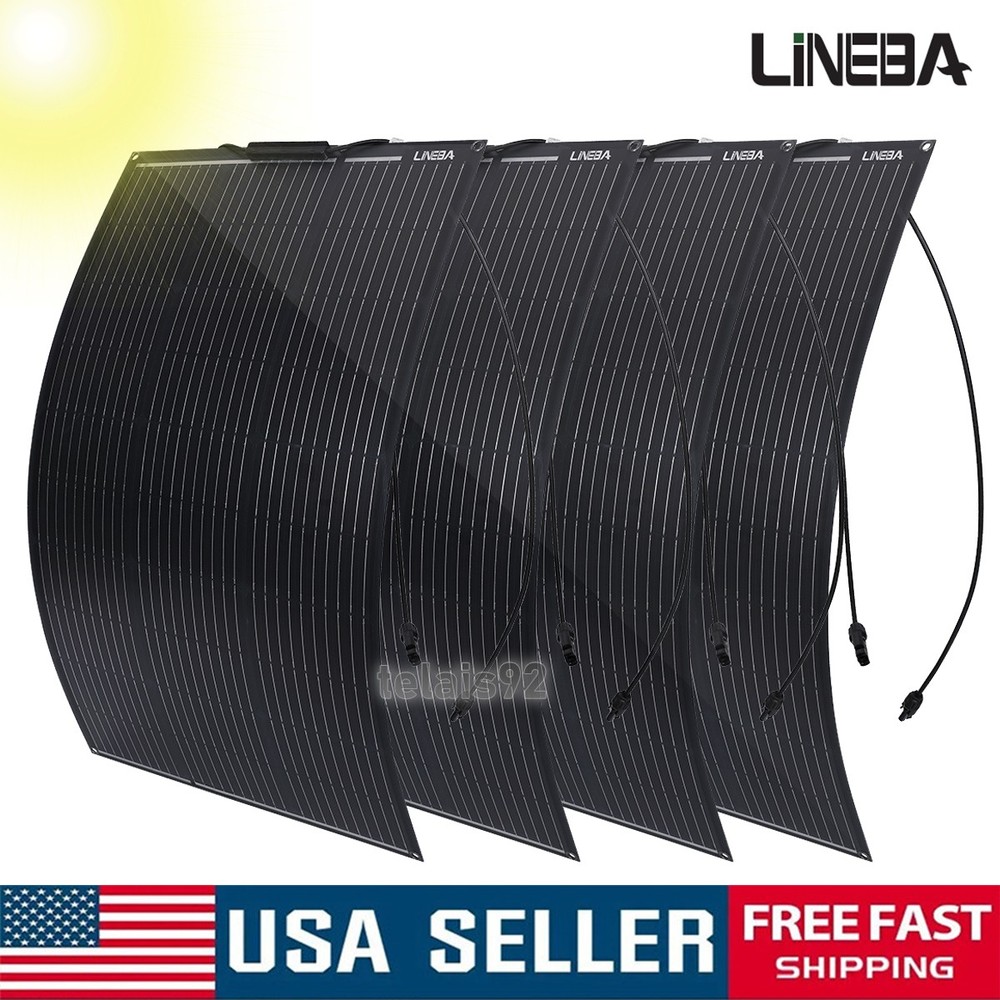 LINEBA 100W 200W 400W Watt Solar Panel Mono PV for Home RV Off Grid Camping