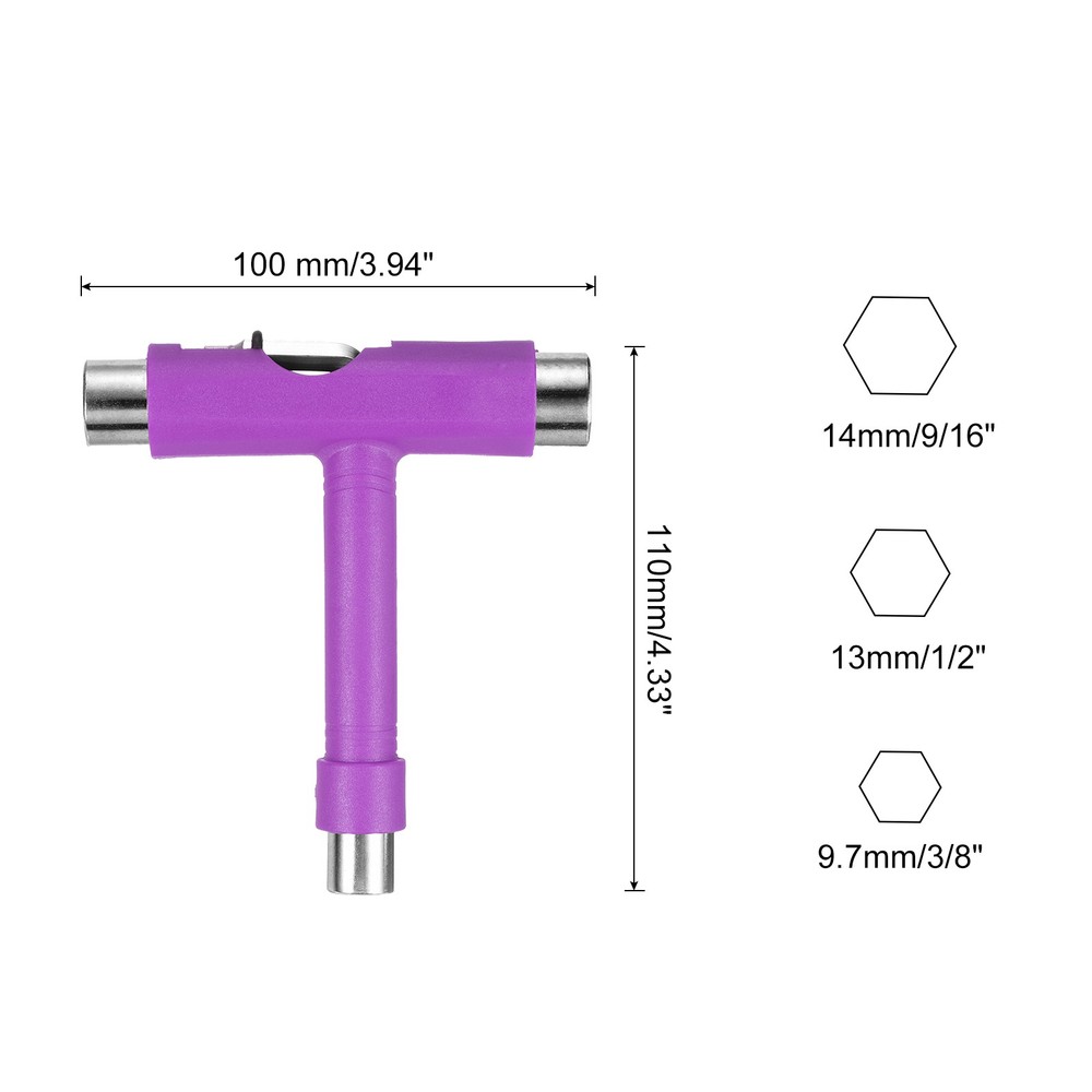 All-In-One Skate Tool Multi-Function Portable Skateboard Tool T Tool Purple