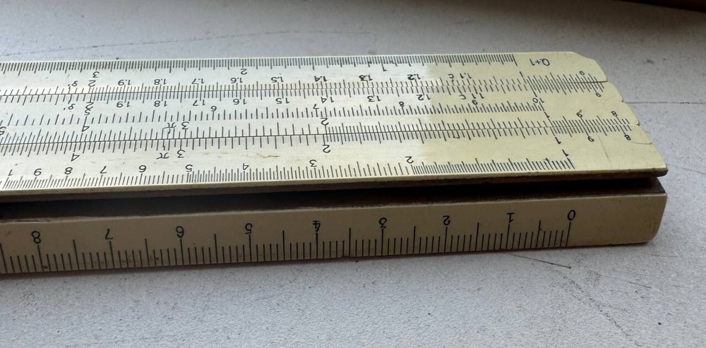 Vintage Logarithmic ruler slide with case
