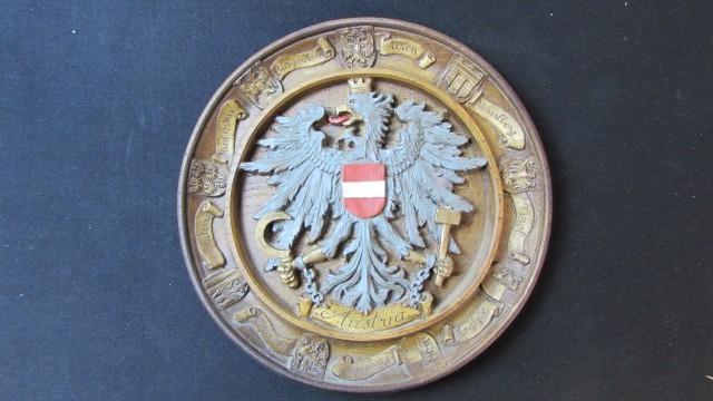 Vintage Wood Raised Relief Austria Wall Plaque D7