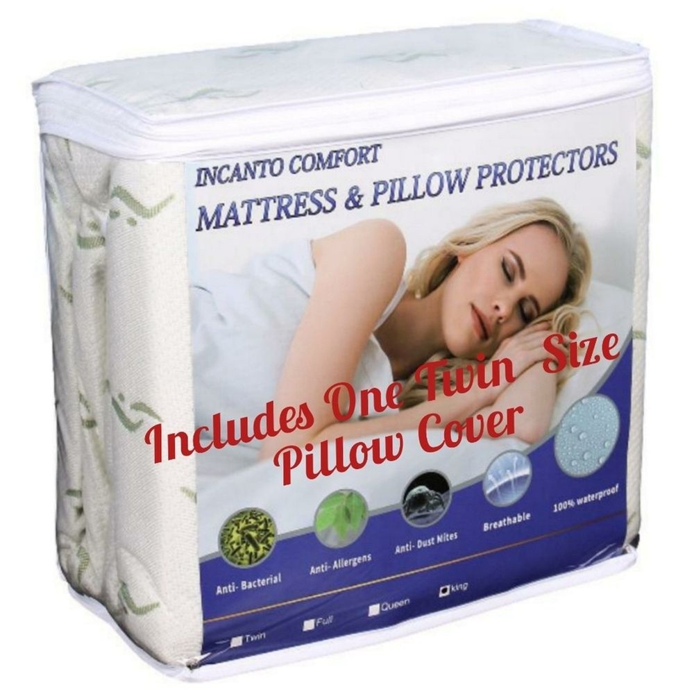 Twin Size Waterproof Bamboo Mattress Protector With Pillowcase Protector Set
