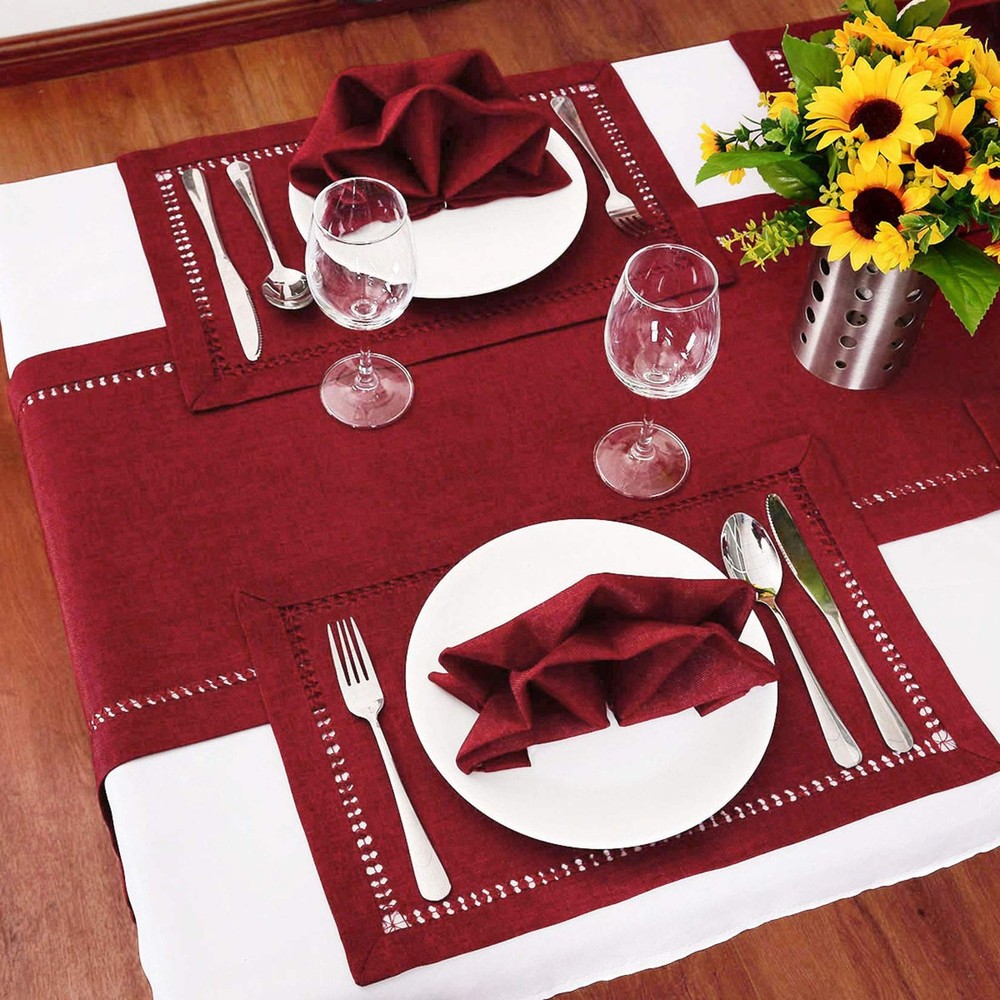 Grelucgo Handcrafted Solid Color Dining/Dresser Table Runner, Double-Hemstitched