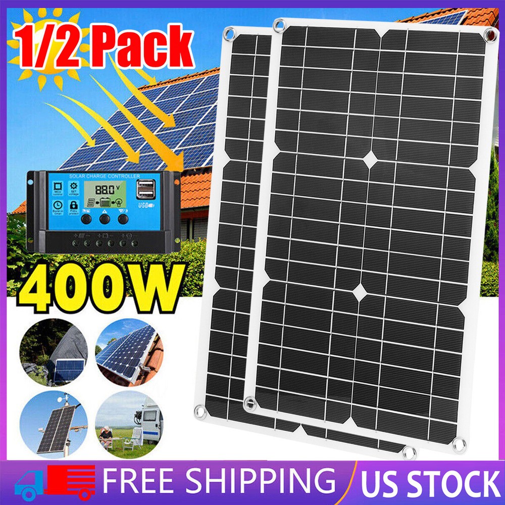 1/2 X 400 WSolar Panel Kit 100A 12V Battery Charger with Controller Caravan Boat