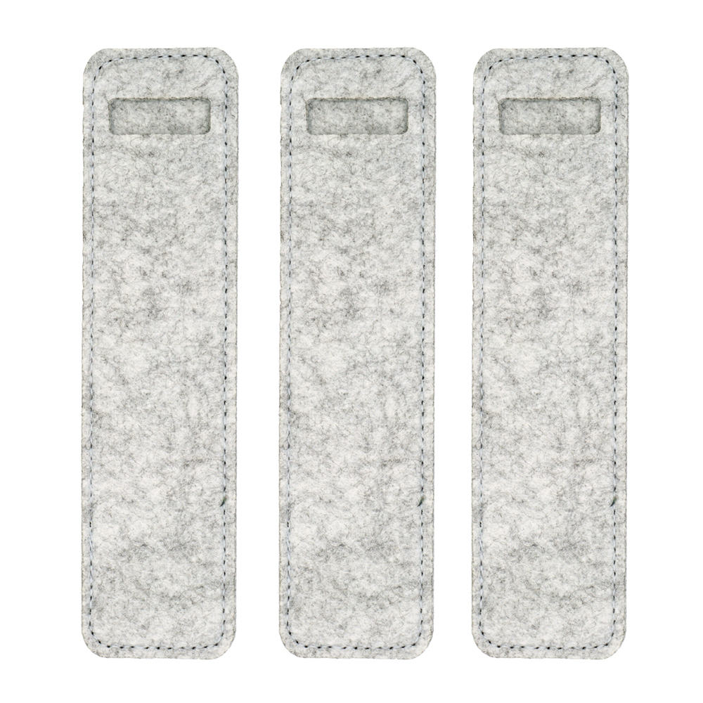 3 PCS Felt Double Pen Case Holder Sleeve for Writing Instruments -Light Gray