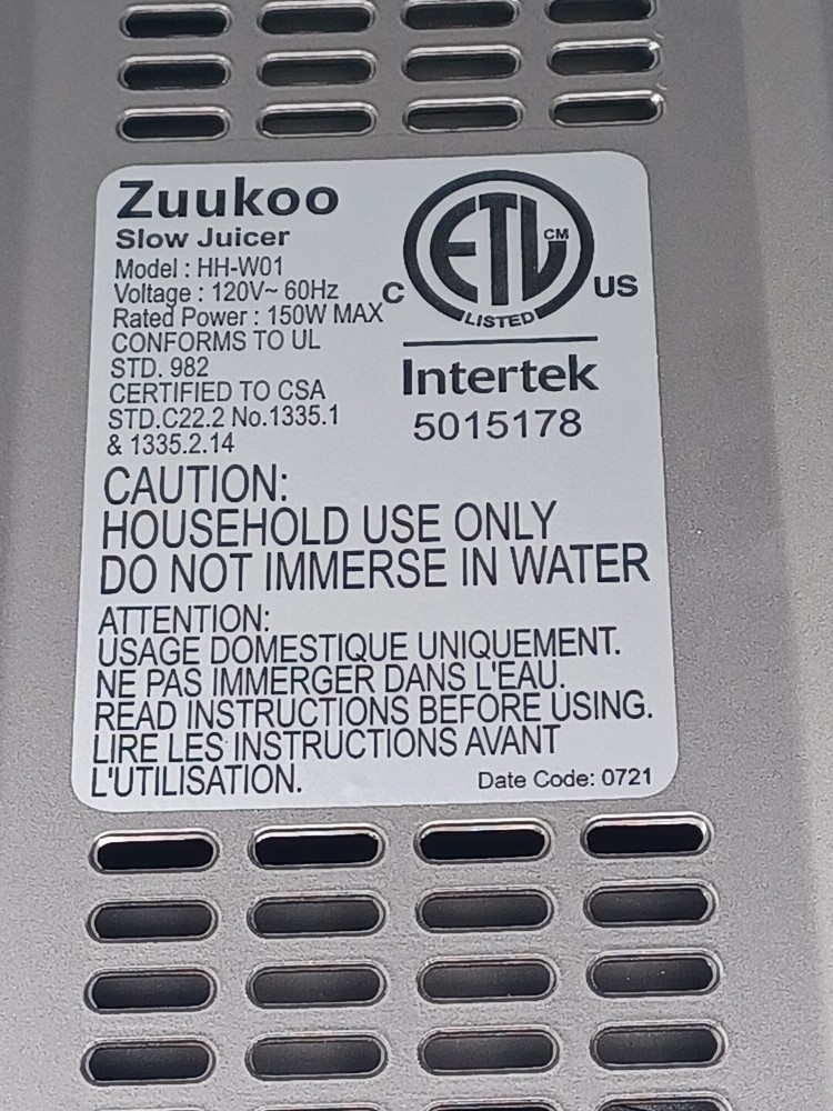 Replacement ZUUKOO Juicer Machine Slow Masticating Cold Press Juicer Extractor