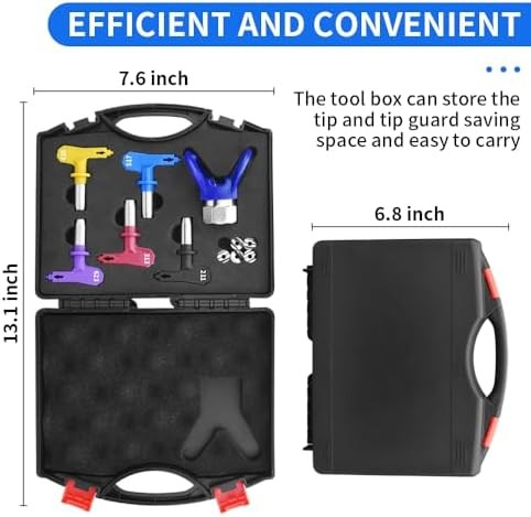 6Pcs Reversible Airless Spray Nozzle Tips Set w/ Guard & Organizer