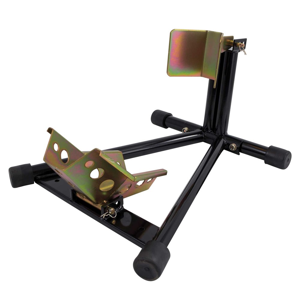 Motorcycle Front Wheel Chock / Stand, Bar Strap & 2 x Ratchet Straps Combo Kit
