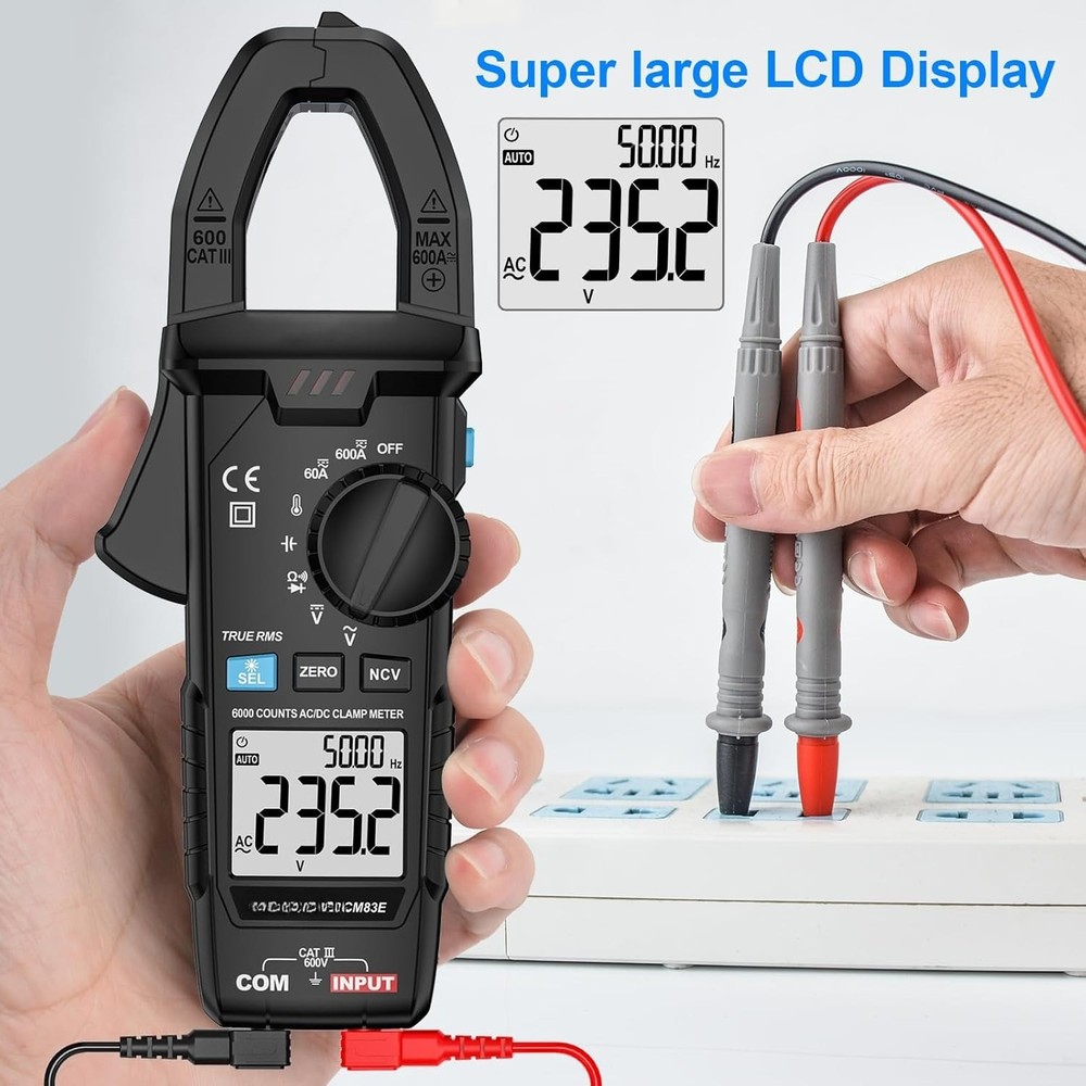 Digital Clamp Meter Multimeter TRMS 6000 Counts Voltage Tester Amp Volt Meter