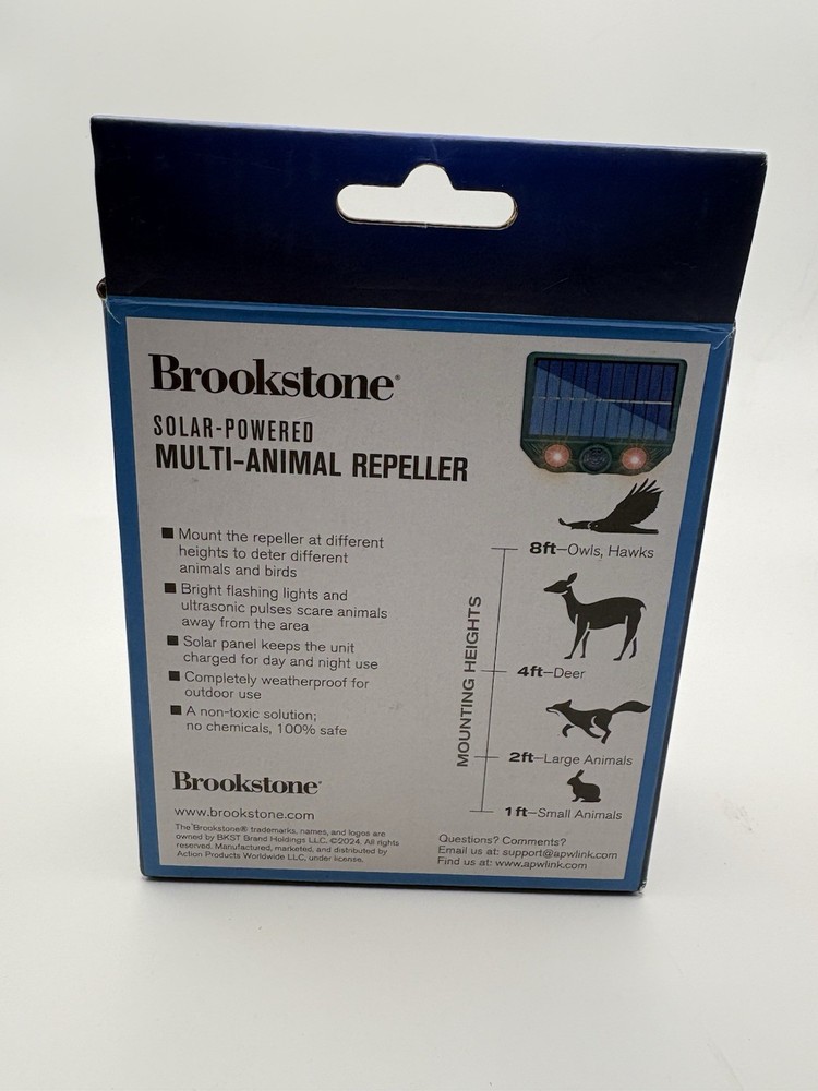 Brookstone Solar Powered Multi Animal Repeller Ultrasonic Wall Mount Pest