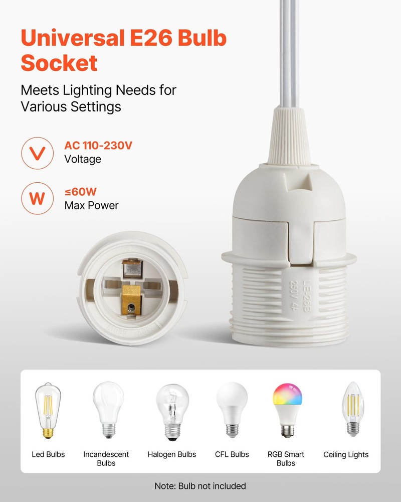 Plug in Hanging Light Cord Kit 16ft Lantern Extension Cords 2 Pack E26 Lig