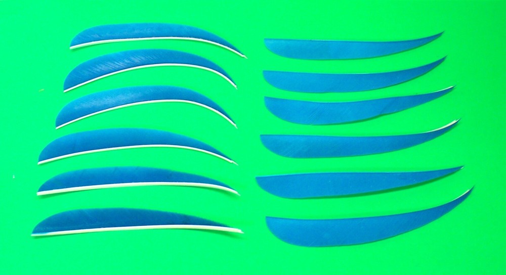 True Flight Feathers - 5" Left Wing Parabolic - Blue - New Dozen