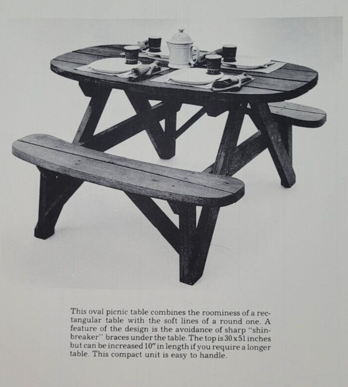 Craft Patterns ~ Oval Picnic Table &Benches ~ #1660 ~ Neely Hall