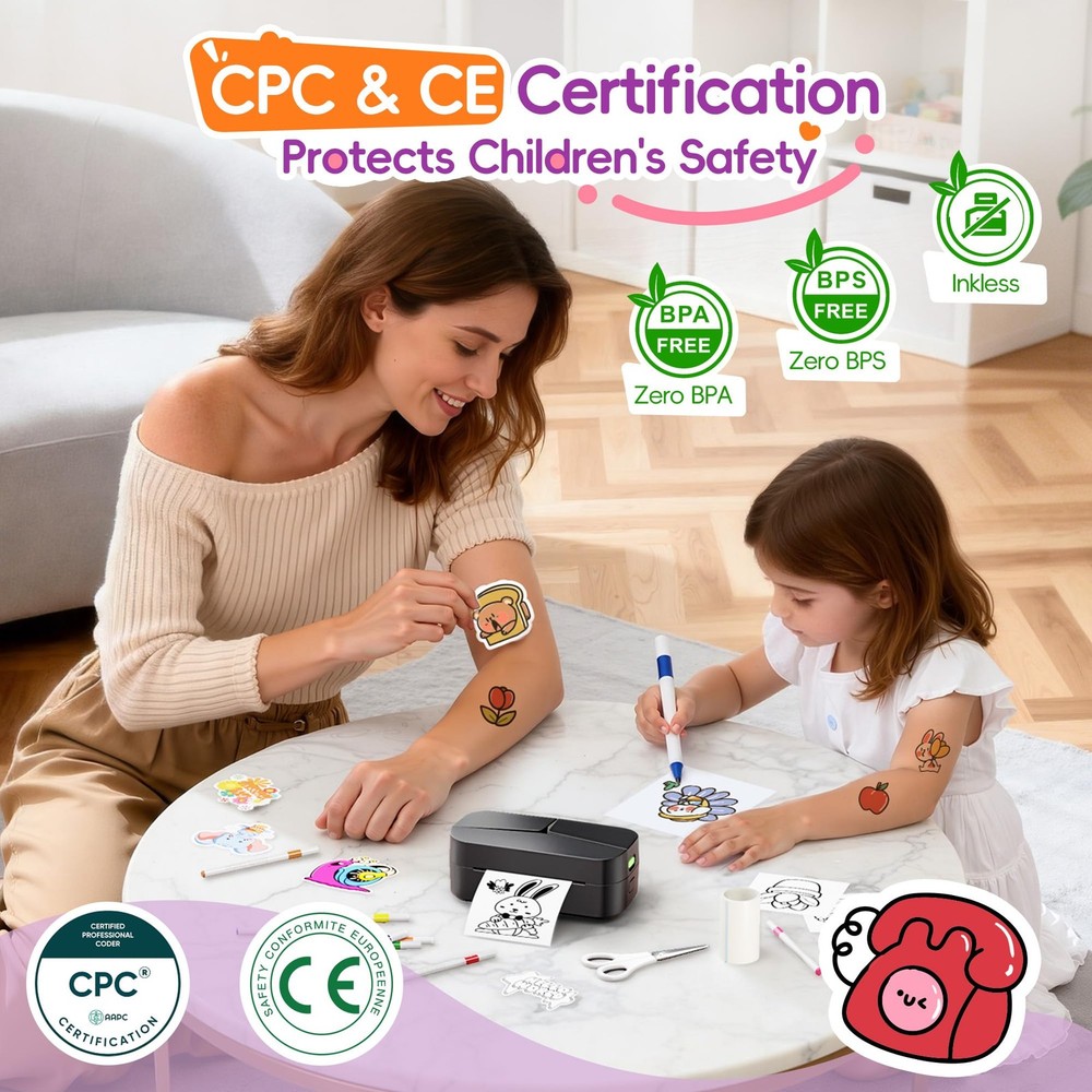 Phomemo TK32 Sticker For Kids Maker Upgrade Kit Temporary Tattoo Maker, Easy...