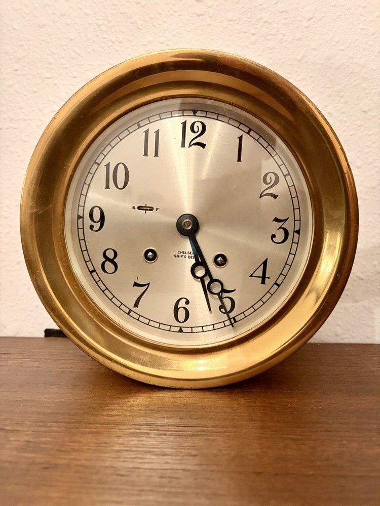 Vintage Brass Chelsea Ship's Bell Clock