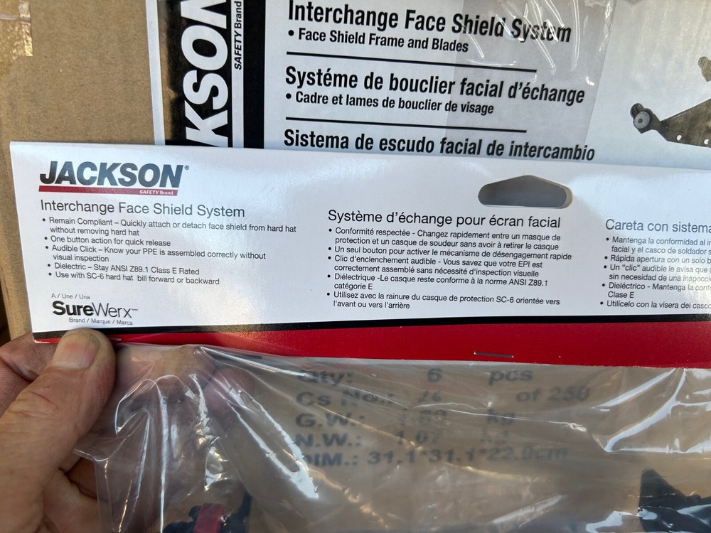 6x Jackson Hard Hat Interchange Face Shield System Frame & Blades 38425 welding