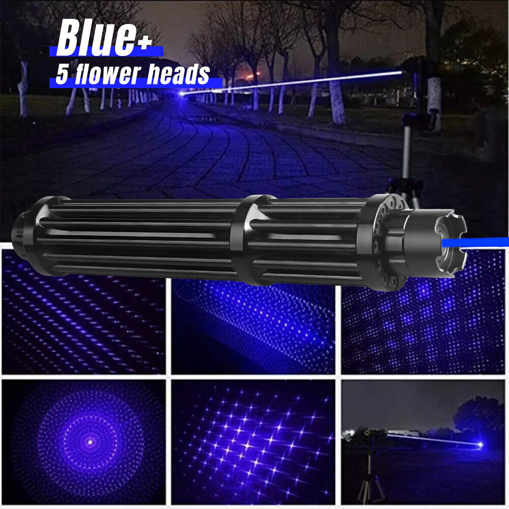 Adjustable Blue Laser Pointer Visible Star Light Beam Dot Light with 5 Head