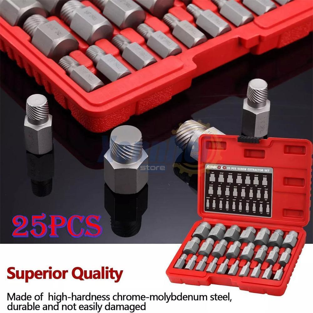 25Pcs Screw Extractor Set Hex Head Multi-Spline Easy Out Bolt Extractor Set New