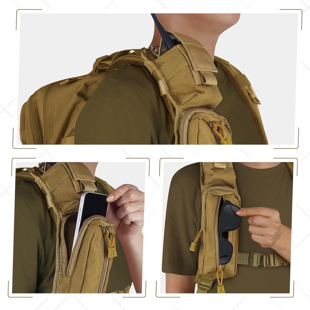 Tactical Molle Accessories Pouch for Backpack Strap, Strap Khaki