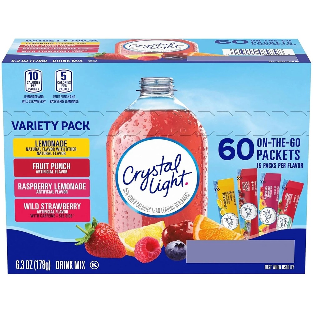 Crystal Light Drink Mix Variety Pack 60 Packets Sugar Free -  NEW