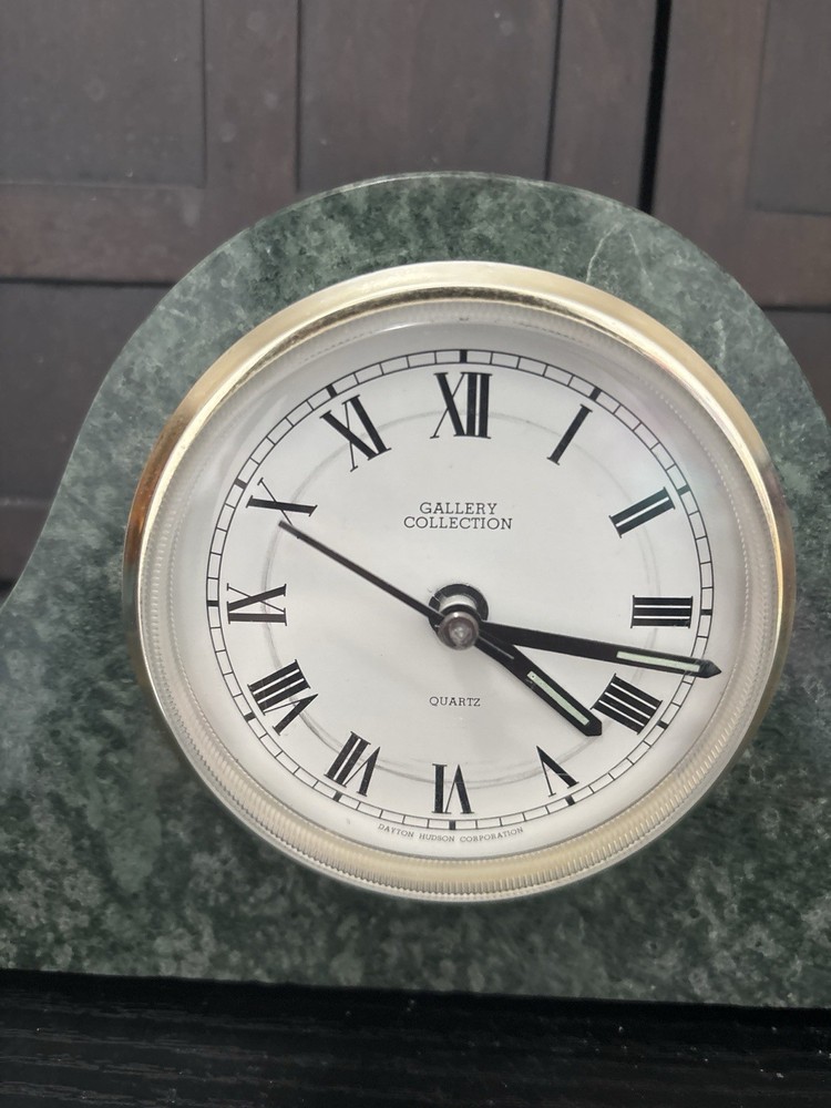 VINTAGE SOLID MARBLE Mantel Clock – Heavy Stone Base – Classic Decorative Piece