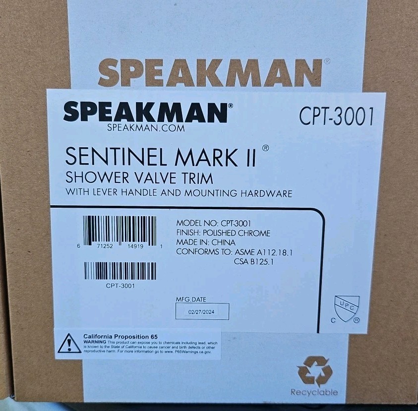 Speakman CPT-3001 Sentinel Mark II Single Function Pressure Blanced Valve Trim