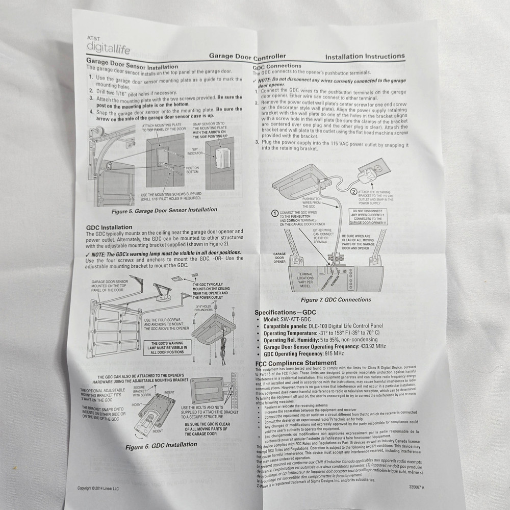 AT&T Digital Life Security Garage Door Controller NOB