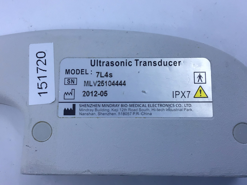 2012 Mindray 7L4s Linear Array Ultrasound Probe