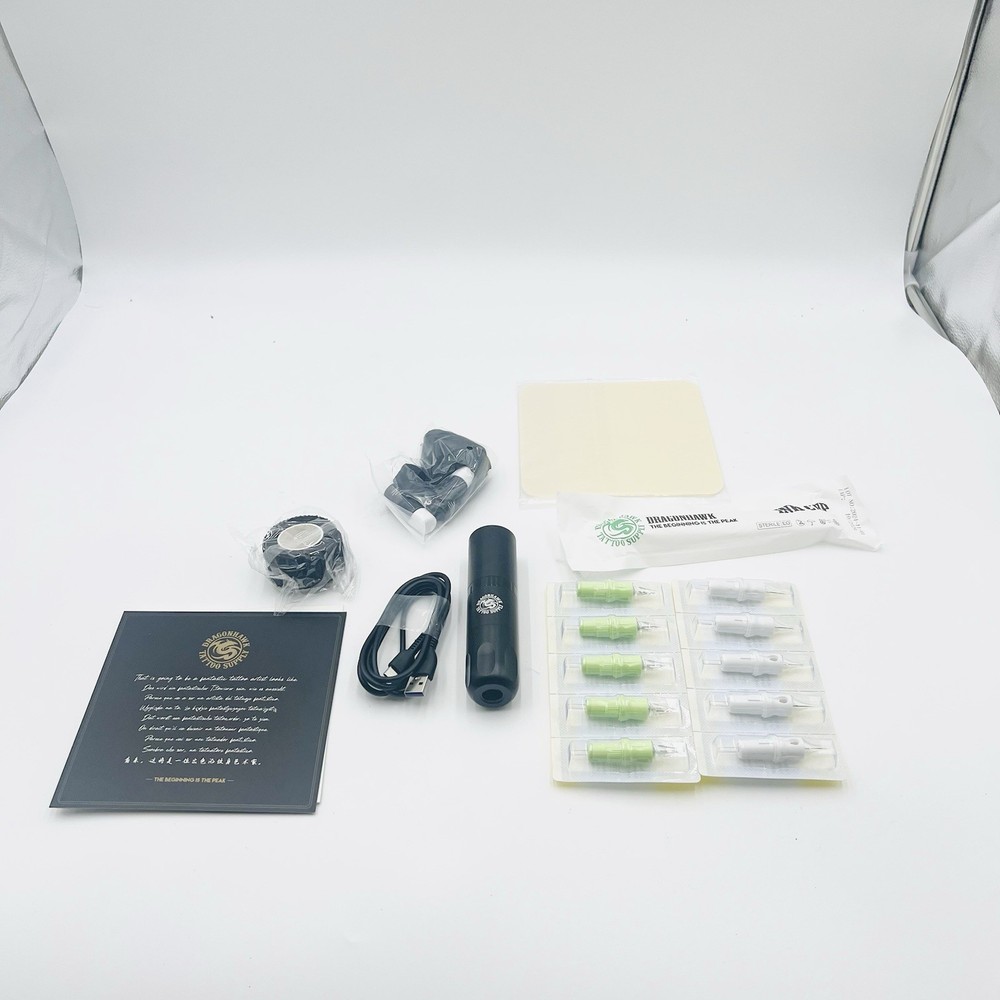 Dragonhawk Wireless Compact Rotary Pen Machine Gun Tattoo Complete Kit