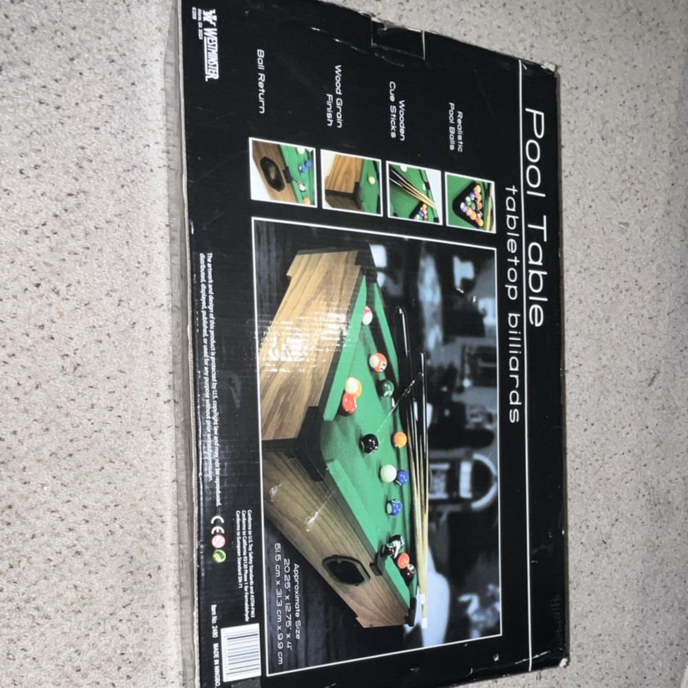 Westminster Pool Table Tabletop Billiards Model MSI 1000 Tabletop Game