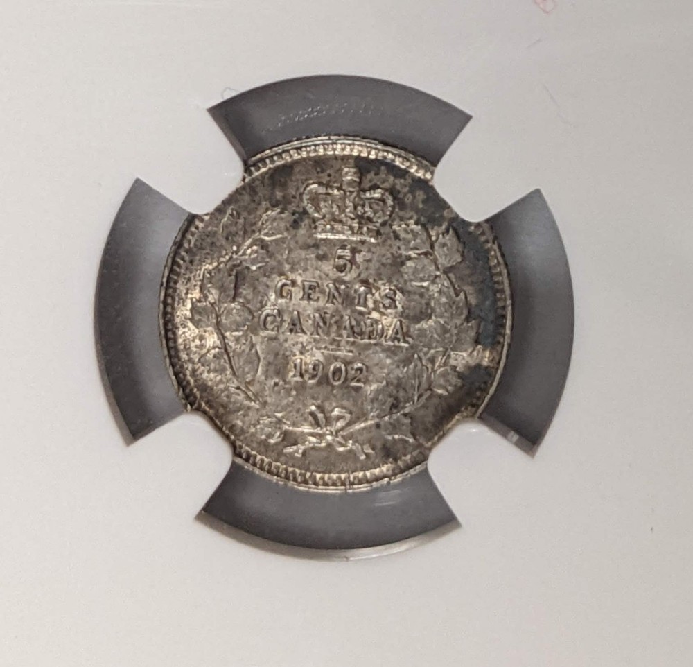 1902 Canada 5c PCGS AU 55
