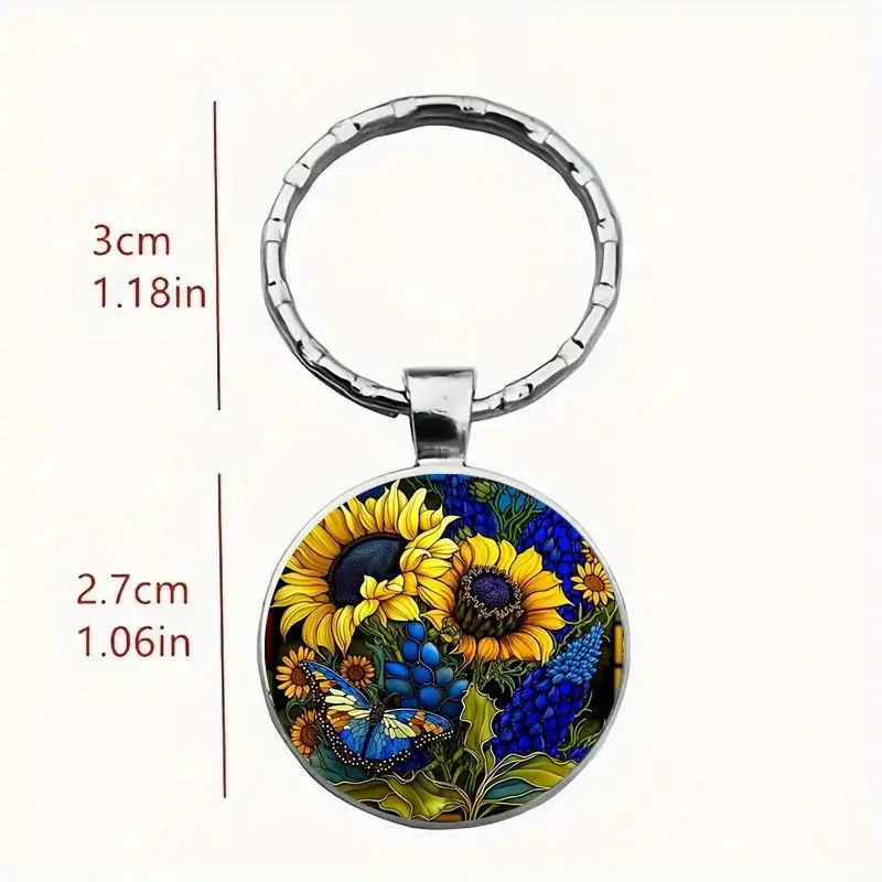 Sunflower Butterfly Keychain Key Chain Ring Bag Backpack Charm