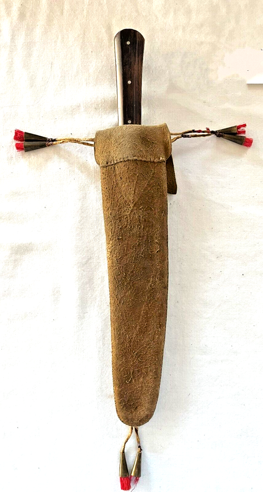 Frontier Side Knife with Hide Scabbard & Decorations