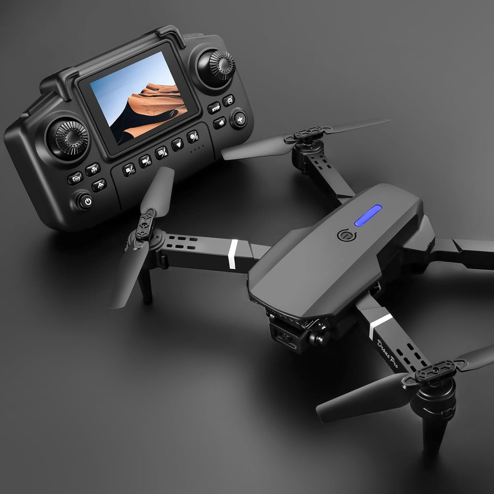 E88 Drone with Built-In Screen Control, Camera for Adults RC Drone with 720P HD