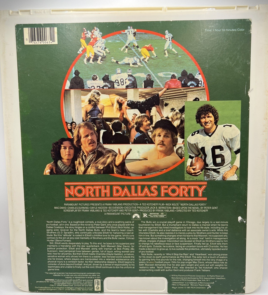 North Dallas Forty CED RCA Selectavision Videodisc