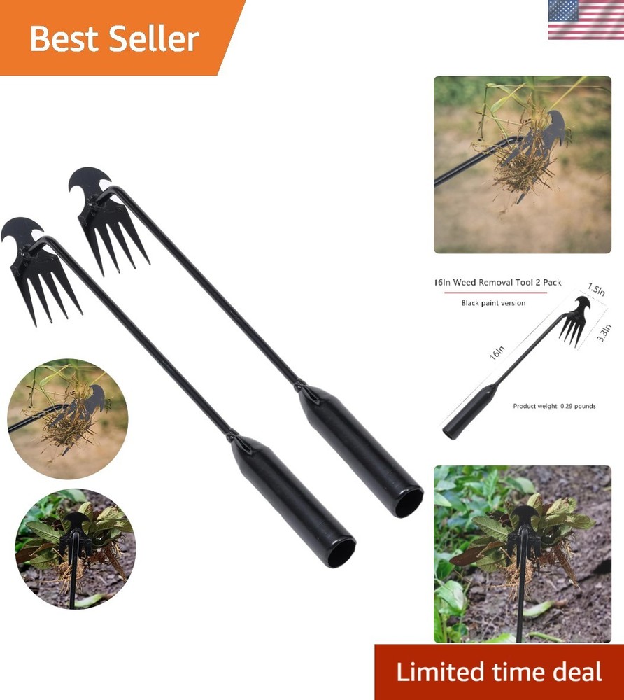 Handcrafted 4-Tine Uprooting Weeding Tool - Perfect for Vegetable Gardens 2 Pack