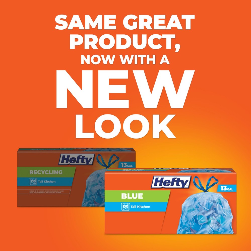 Hefty 13 Gallon Blue Trash Bags 60 Count Secure Drawstring Kitchen Bags