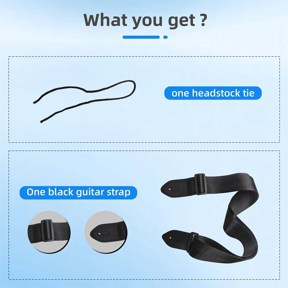Comfortable Black Guitar Strap - Durable & Adjustable for Acoustic/Electric/Bass