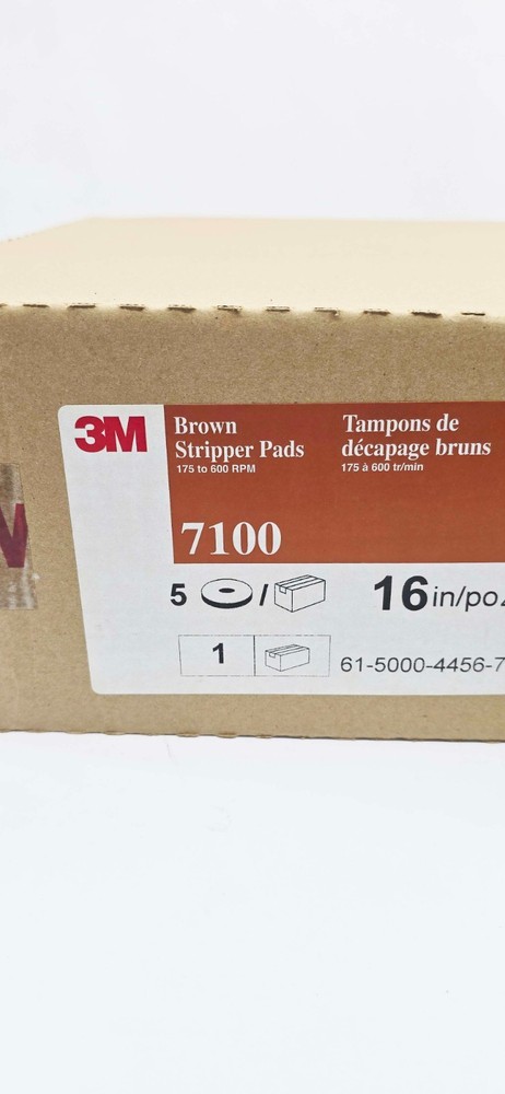 3M Brown Stripper Pad 7100, 16 in, 5/case 61-5000-4456-7