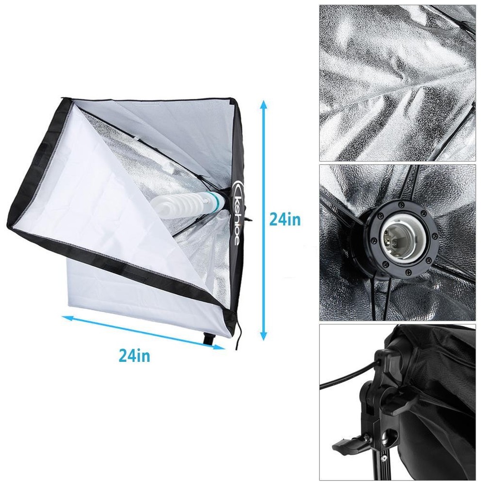 3 x Softbox Continuous Lighting Studio with 3 Adjustable Light Stands Carry Bag