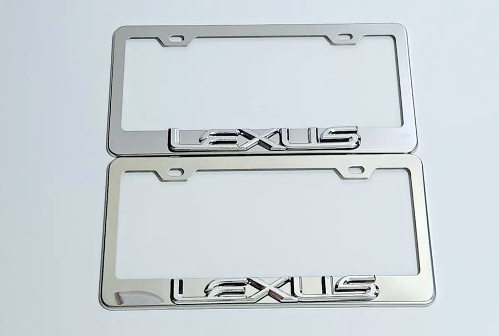 2 pcs Silver License Plate Frame for 3D Lexus Logo