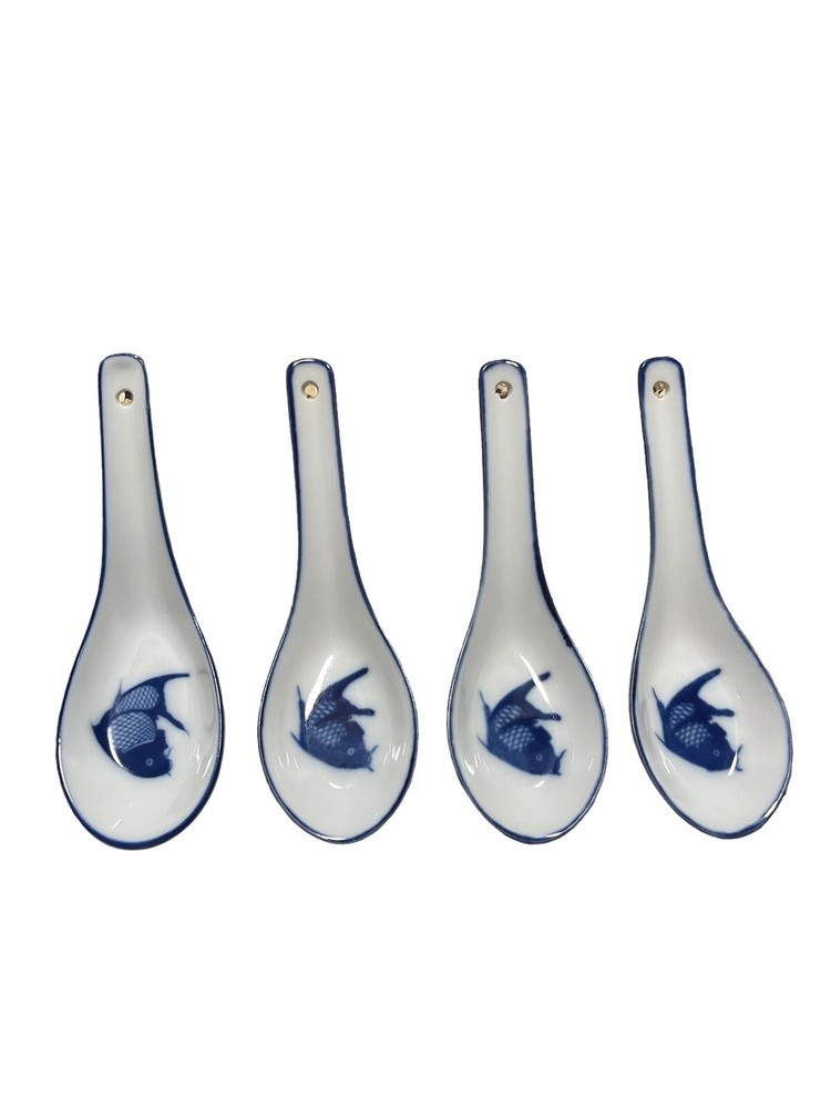 4 Misty Rose Super White Koi Carp Soup Dumpling Spoons