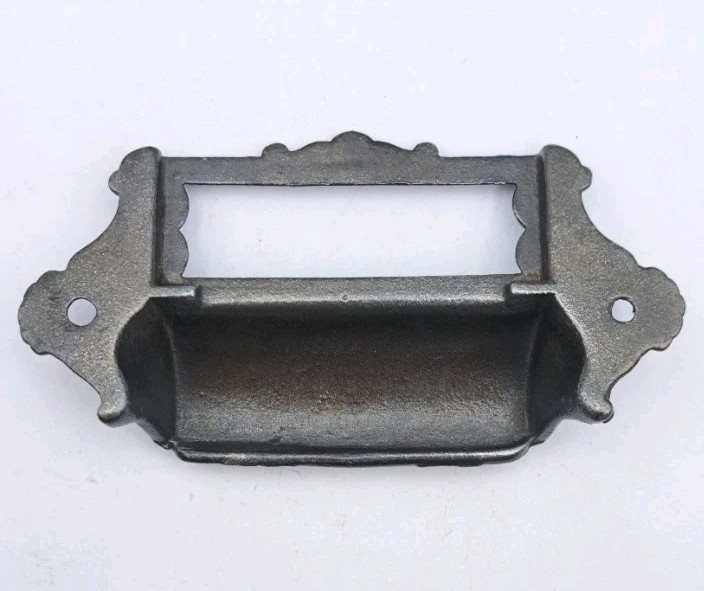 Antique Bin Pull Drawer Apothecary Handle Label Card Vintage Cast Iron Hardware