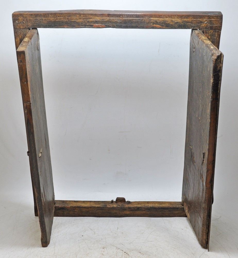 Antique Wooden Wall Décor Window Panel With Frame Original Old Rustic Painted