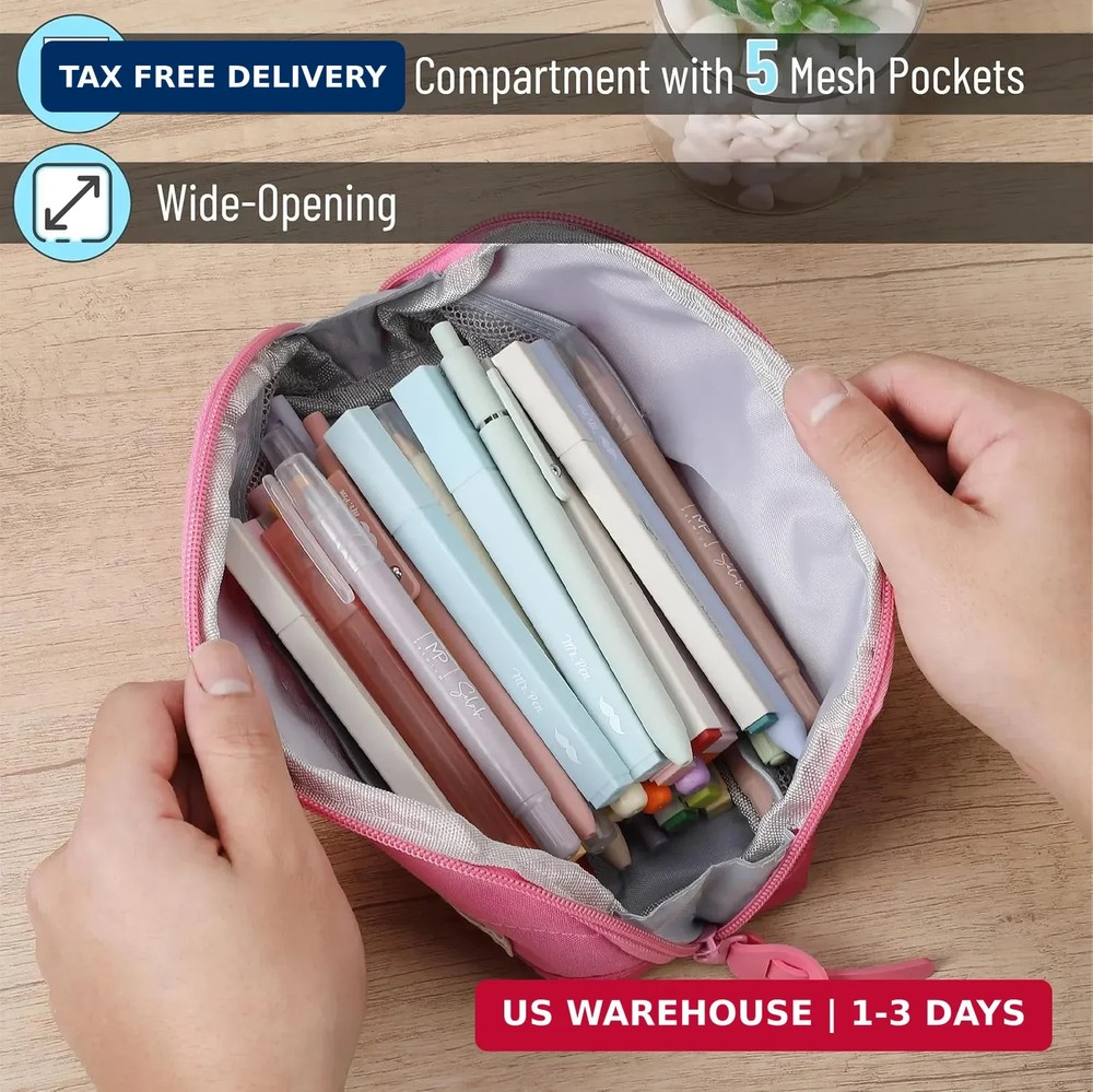 Mr. Pen- Fabric Pencil Case Pouch, Pink, Triangular Shape Pencil Pouch