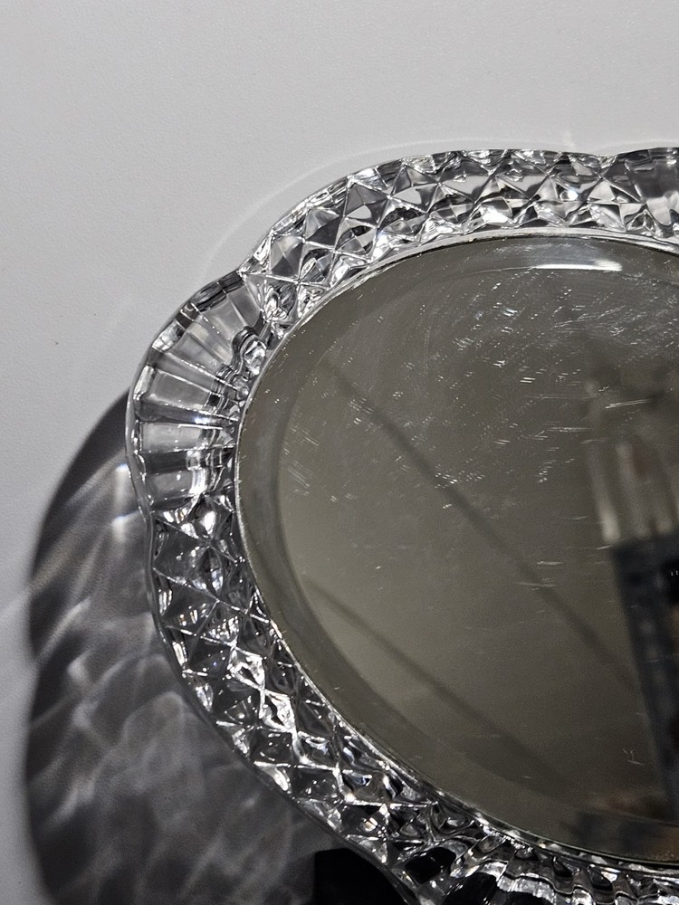 Victorian Crystal Hand Held Beveled Glass Mirror 10"