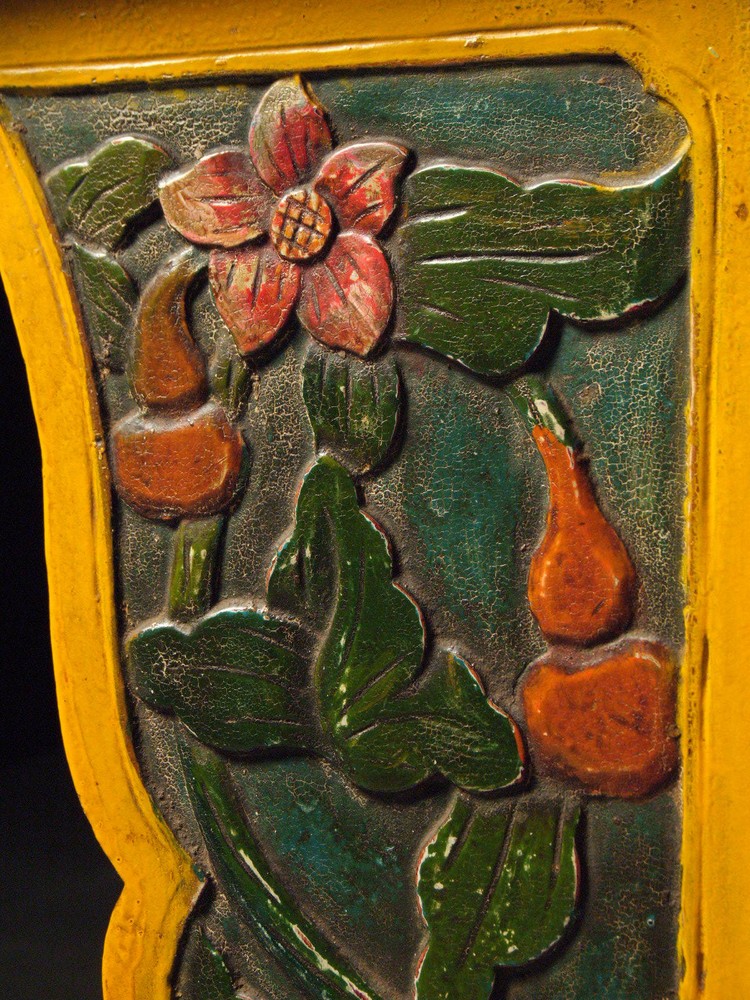 Antique Chinese Yellow Winged Sideboard Buffet Server