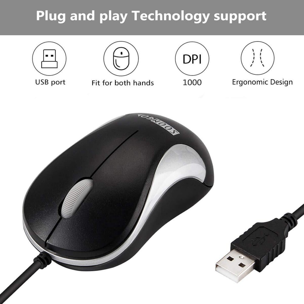 USB Mouse 2 Pack Computer Mouse Ergonomic Optical Wired Mice for Office and H...