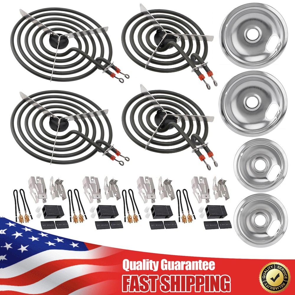 MP22YA Electric Range Burner Element Unit Set w/ Element Receptacle Kit Drip Pan
