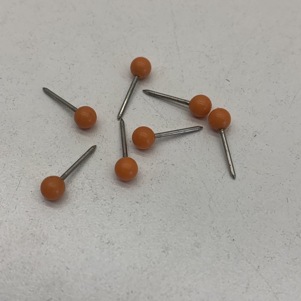 (100-Pack) Orange Maptacks Small Map Tacks Round 1/8" Globe Head Push Pin