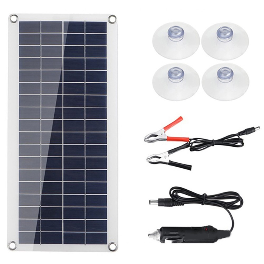 Flexible Solar Panel Kit with Dual USB Ports Charge Devices Simultaneously